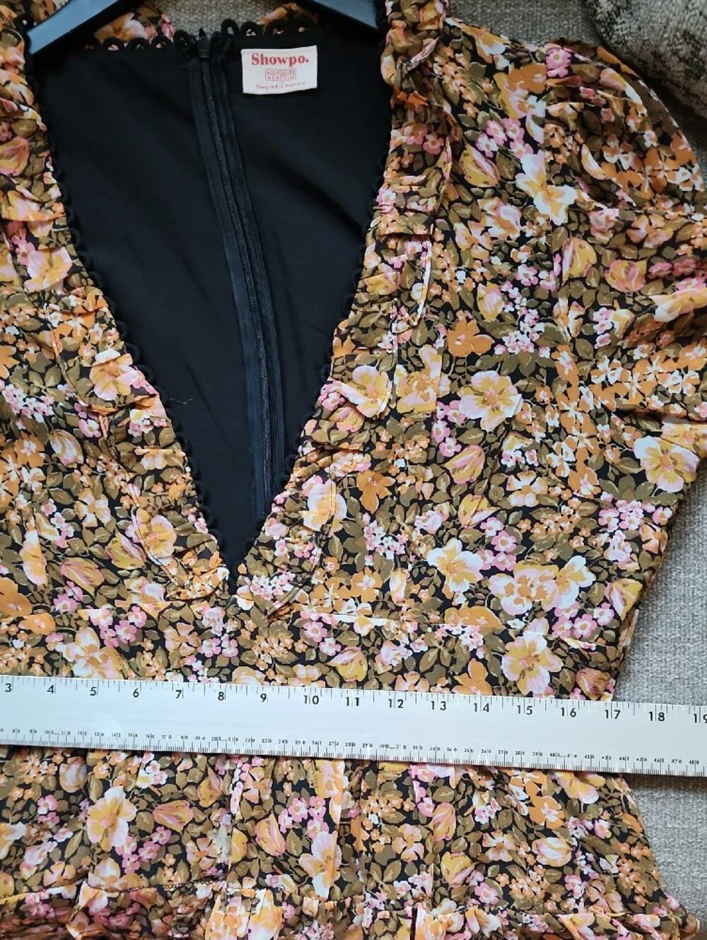 Showpo Mustard Pink Floral Plunge V-Neck Tiered Romper Long Sleeve